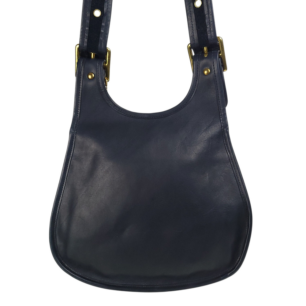 COACH Vintage Crescent Saddle Shoulder Bag 9235 NYC Navy Blue Leather Turn Lock - Picture 8 of 15